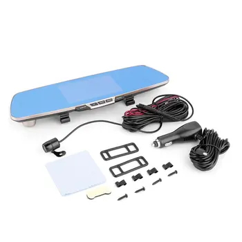 

LCD HD Blue Rearview Mirror Dual Lens Car DVR Video Recorder Camera