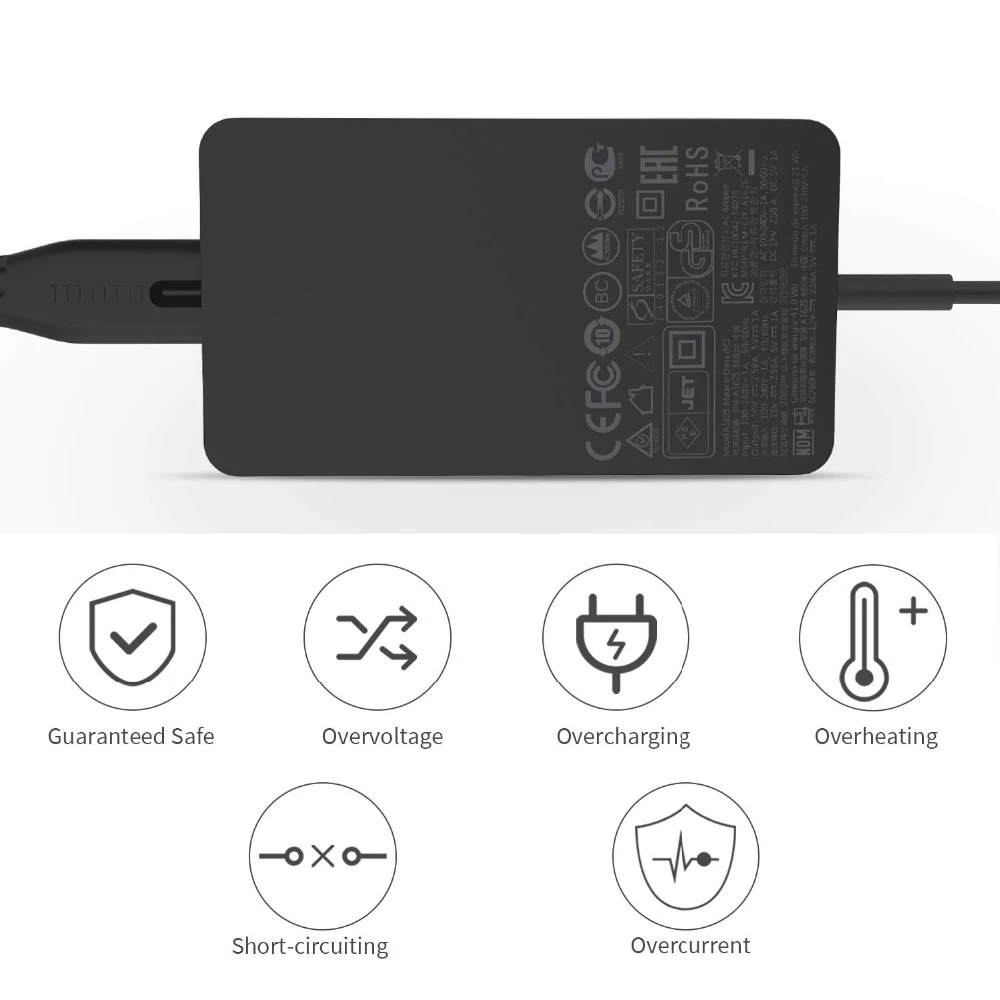SeenDa 15V 2.58A 44W зарядное устройство для планшета с адаптером питания Microsoft Surface pro 3 4 5 (