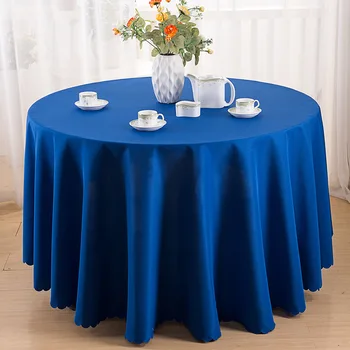 

Home Decorative Round Table Cover Solid Color Wedding Banquet Decor Table Cloth Nordic Polyester Royal Blue Dining Tablecloth