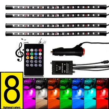 

72 LEDs Car Interior Light Atmosphere Lights Strip Waterproof Glow Neon Lighting Kit with Wireless Remote Sound Activated