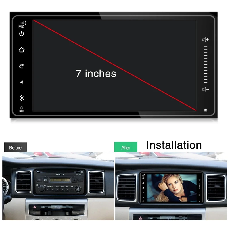 2 Din 7 дюймов Android 8,1 автомобильный стерео радио мультимедийный плеер 1G+ 16G gps навигационный плеер для Toyota