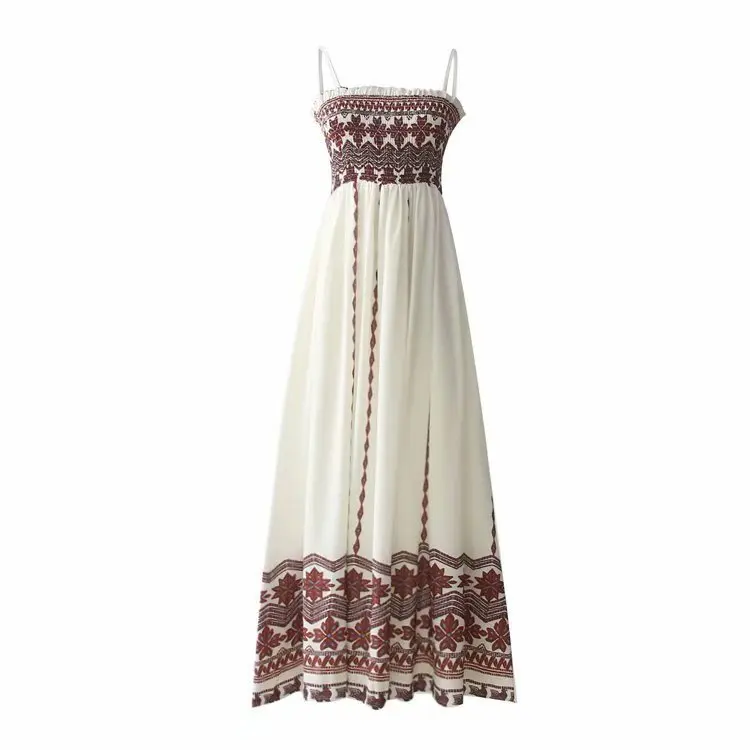 

2018 Western Style Spring And Summer WOMEN'S Dress New Style Positioning Printed Camisole Tube Top Dress