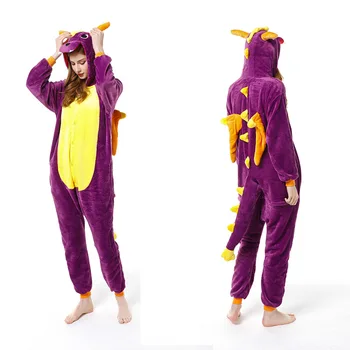 

Dragon Unisex Adults Pajamas Winter Women Flannel Sleepwear Unisex Cute Cartoon Animal Pajama Set Kids Hooded Pyjamas Sleepwear