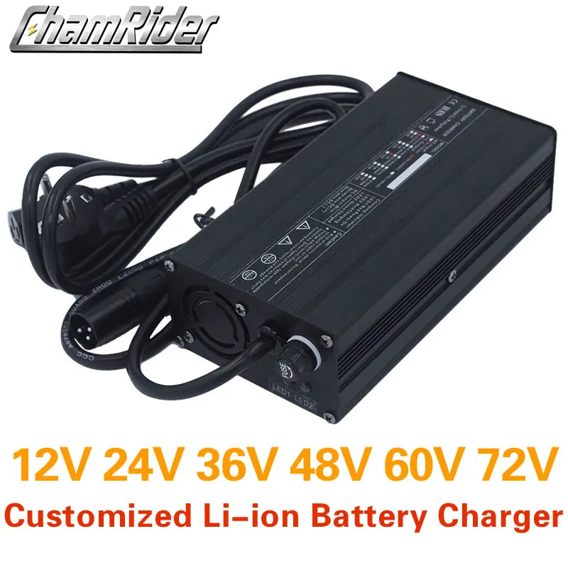 Индивидуальные литий ионный Батарея Зарядное устройство 12В 24В 36В 48В 60В 72В 2A 3A 4A 5A