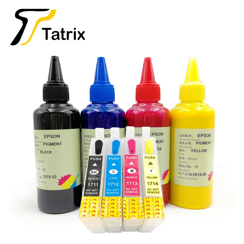 empty add PG ink Tatrix перезаправляемый картридж для T1711-T1714, костюм для epson xp-103 xp-33 xp-203 xp-207 xp-303 xp-306 xp-403 xp-406 - Цвет: empty add PG ink