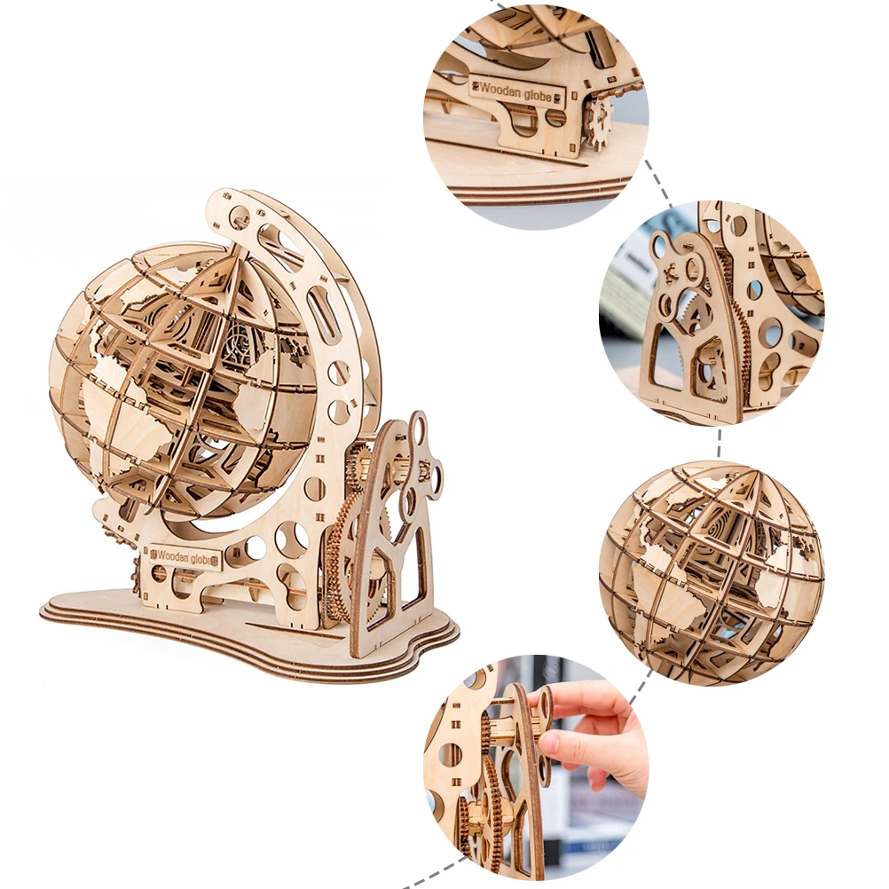 3D деревянный глобус головоломка DIY механический привод модель Трансмиссия вращающиеся головоломки для сборки украшения дома и офиса игрушка в подарок#20