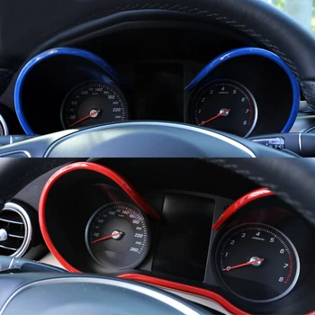 

For Mercedes Benz C Class 2014-2019 Accessories ABS Red & Blue Front Dashboard Frame Cover Trim 1 Pc