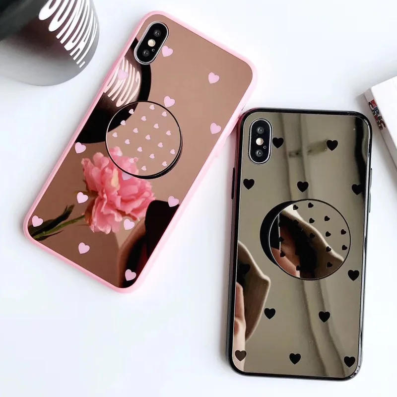 Чехол с откидной подставкой в форме сердца для iPhone 11 Pro XS Max XR X 8 7 6 6S Plus блестящие