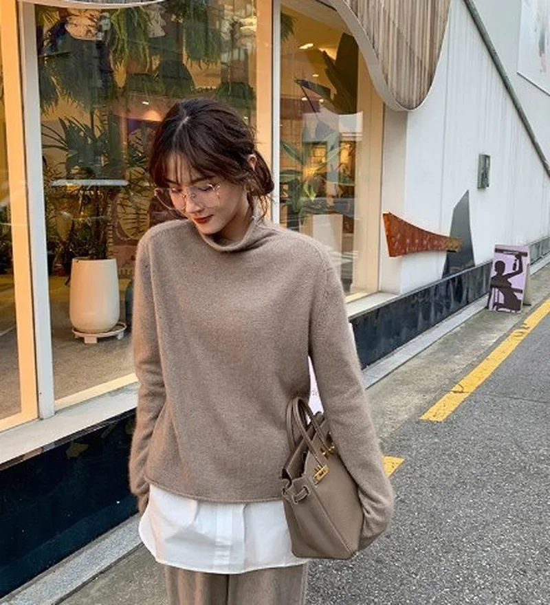 Womens Sweaters Winter Korean Version of The New Winter High Collar Sweater Fashion Casual Women's Sweaters