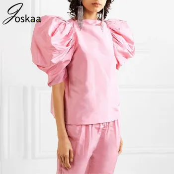 

New Spring Woman Sets 2 Piece Outfits Matching Suit Casual Temperament Round Neck Puff Short Sleeve Top Elastic Waist Pants