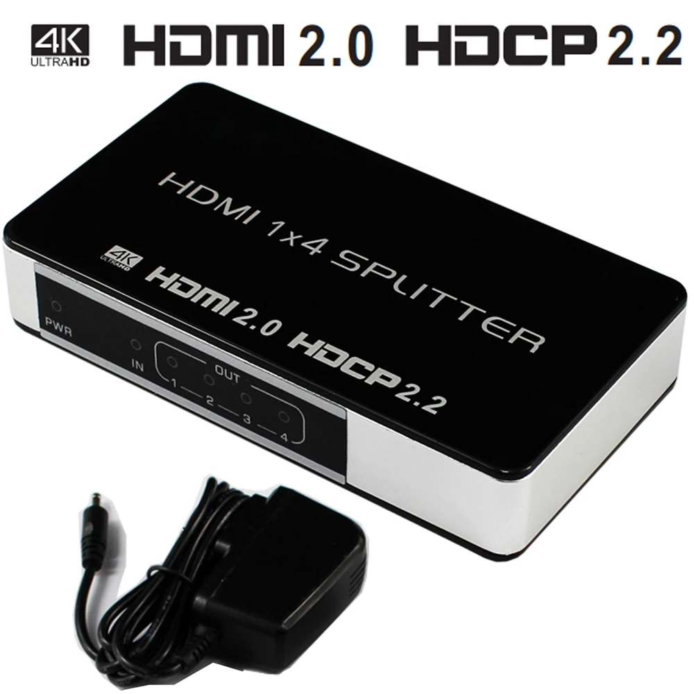 Hdmi сплит-тер 1X4 4 k@ 60Hz Uhd Hdcp 2,2 сплит-повторитель переключатель коробка вход 4 выхода Hdmi 2,0 для Hdtv Ps3 Dvd Stb