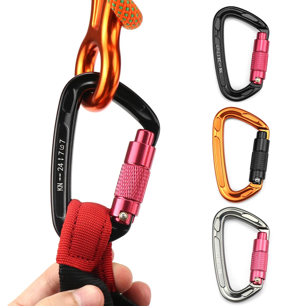 Professional Carabiner D Shape 24KN Heavy Duty Carabiner Clips for Hammocks Camping Hiking Backpacking Key Hooks Climbing Lock