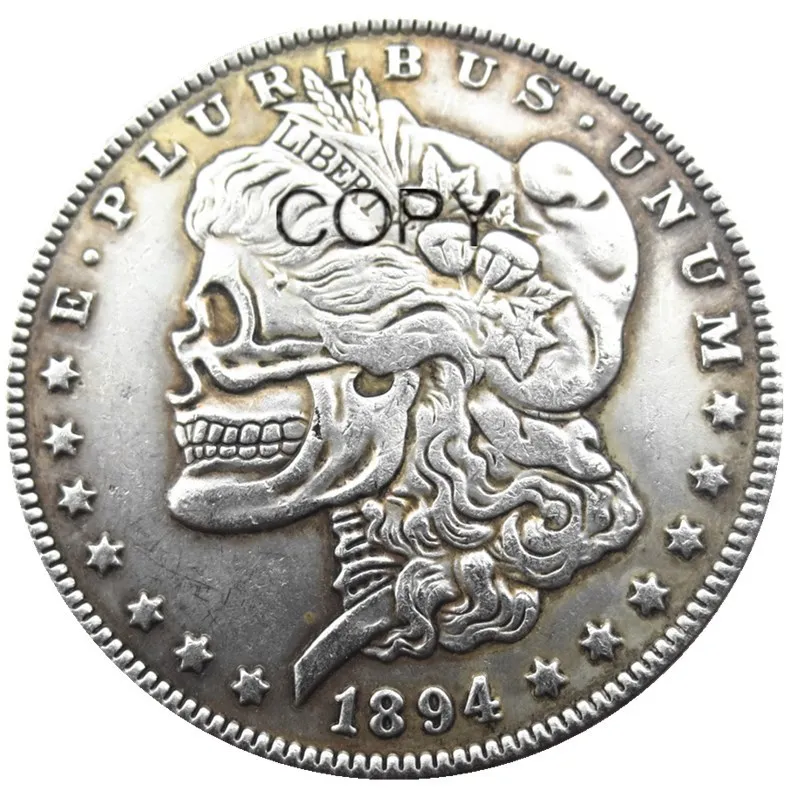 Копия монеты с черепом из США голова лицо в виде черепа Моргана зомби|us coins|coin
