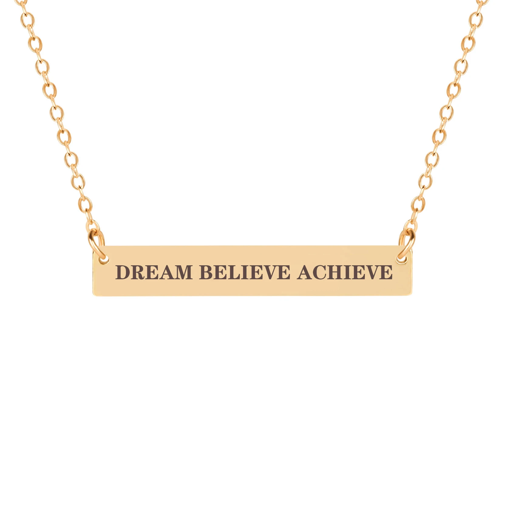DREAM BELIEVE ACHIEVE буквы выгравированы горизонтальный кулон ключицы ожерелье