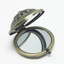 Винтажное полое цветочное мини-складное круглое двустороннее зеркало для макияжа подарок мини размер с тонким мастерством тонкое мастерство