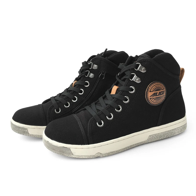 American Augi Brand Summer Breathable Casual Shoes Beige Canvas Motorcycle Motorbike Riding Boots