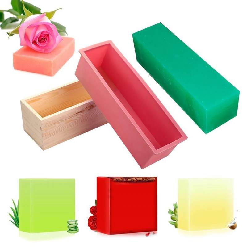 3 шт., прямоугольное мыло, набор форм, сделай сам, форма для тостов, силиконовая розовая коробка+ деревянная коробка, инструмент для выпечки(1,2 кг Объем мыла