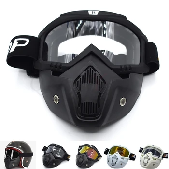 

Modular Mask Flexible Goggles Glasses Mouth Filter Anti Dust Sand Wind for Open Face Motorcycle Half Helmet or Vintage Helmets
