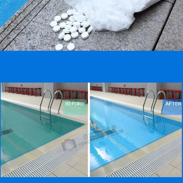 1 Beállítva Az Uszoda Klór Tabletták Pezsgő Fertőtlenítőtisztító Kémiai Úszó Adagoló Hőmérővel - Image 5