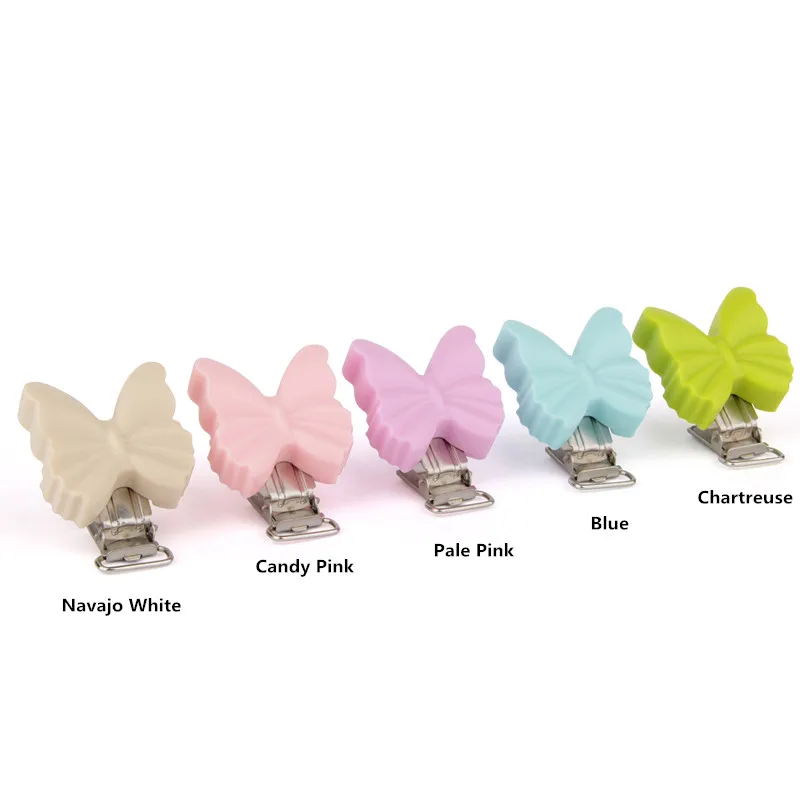 Butterfly 20mm Chenkai 10 шт., без БФА, круглый медведь, звезда, Силиконовая пустышка, пустышка, цепочка для прорезывателя, держатель, пустышка, игрушка для кормления, аксессуары, клипсы - Цвет: Butterfly 20mm
