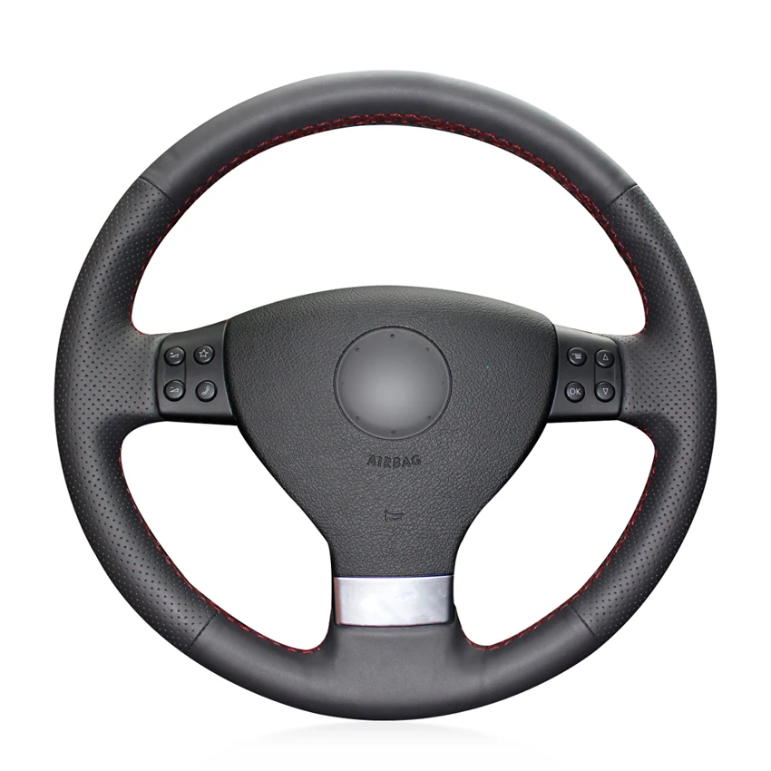 Coprivolante Per Auto In Pelle Nera Cucita A Mano Per Volkswagen Vw Golf 5 (V) Golf Plus Passat Variant Tiguan