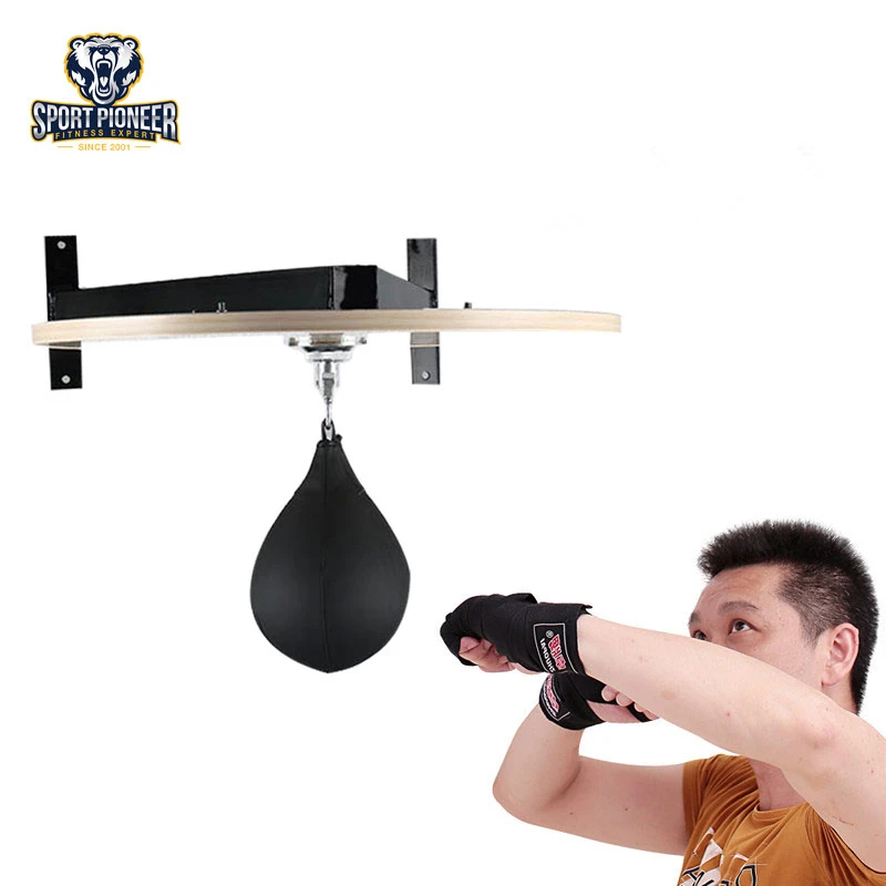 BUKA Leather Speed Ball Training Punching Speed Bag Boxing MMA Pear Punch Bag 