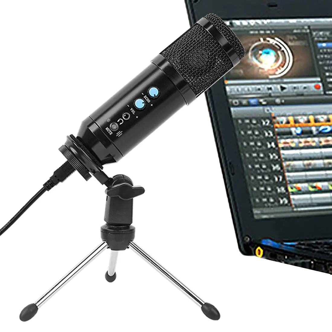 XIAOKOA Condenser Microphone Professional Recording Microphone BM858 USB Computer Microphone Karaoke Microphone for Computer PC