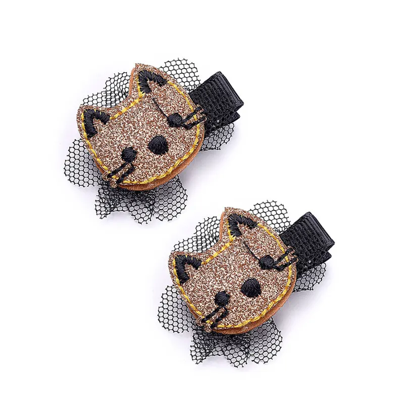 2PCS-Yellow M MISM корейские милые животные печати волос BB клип для девочек милые аксессуары для волос Кружева блесток мультфильм детские шпильки для волос Головные уборы - Цвет: 2PCS-Yellow