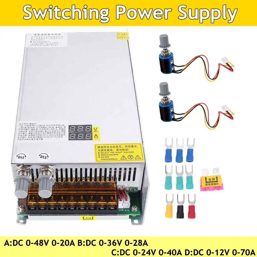 Переключение Питание Трансформатор smps AC 110/220V DC/DC 0-12/24/36/48V 1000W с двойным ЖК-дисплей цифровой Дисплей