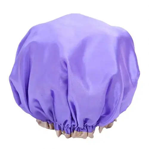 Light Purple Для дома для ванной для душа Женская эластичная многоразовая водонепроницаемая шапочка для душа для купания двухслойная Толстая шапочка для душа - Цвет: Light Purple