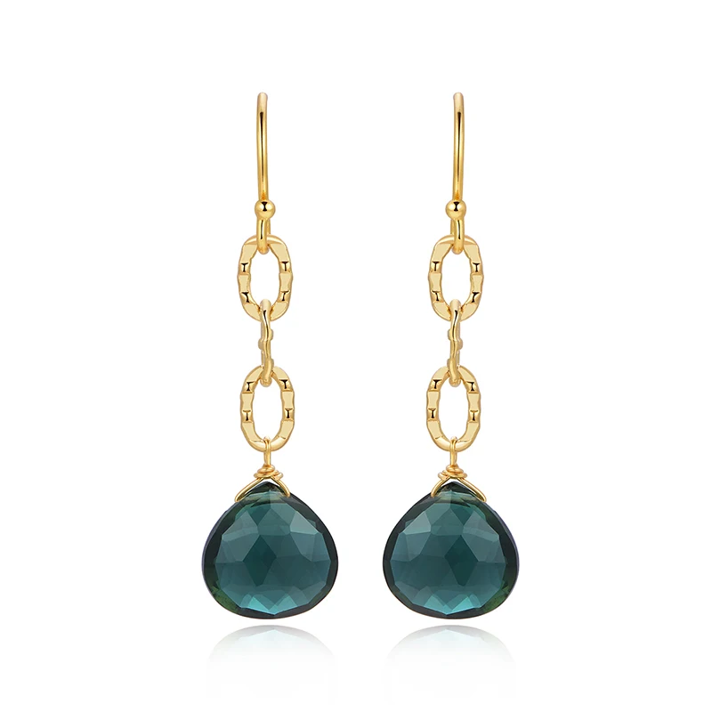 

Piara Heart Faceted Hydro Green Quartz Wirewraped In Hooks 18K Gold Plated
