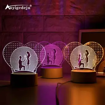 

Propose Marriage 3D Lamp Creative Night Light Novelty Illusion Night Lamp Illusion Table Lamp For Home Decorative Light EU/US