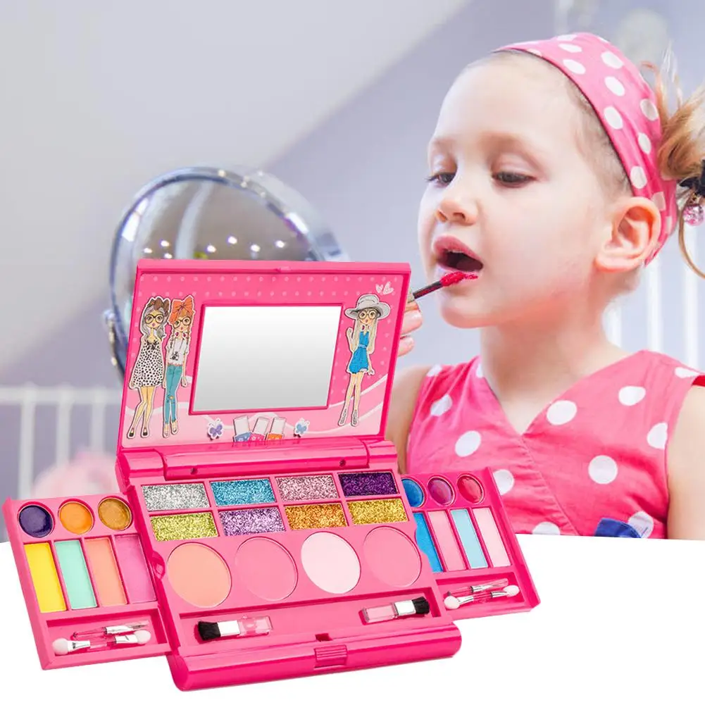 Детский косметический игровой набор палеток принцессы для девочек с зеркалом, моющийся и нетоксичный набор для макияжа для детей старше 3 лет
