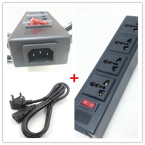 Многофункциональный 250v 13a 4 jack универсальная розетка PDU полоса IEC320 вилка адаптер расширение для рабочего стола розетка шнур питания конвертер - Цвет: Зеленый