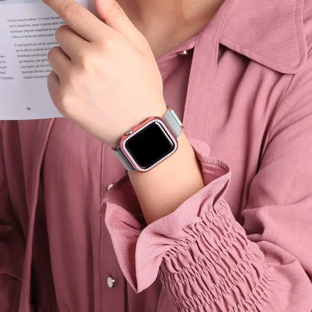 Шикарный чехол+ ремешок для Apple Watch ремешок 44 мм 40 мм Миланская петля Apple watch 5 4 3 2 iWatch ремешок 42 мм 38 мм браслет из нержавеющей стали