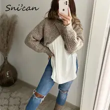 

Solid Brown Sweater Long Sleeve Crop Tops Fashion Autumn Winter Knitted Pullover Za 2021 Women Pull Femme Hiver Chandails Jumper