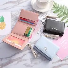 Женский кошелек с бахромой, Маленький милый кошелек, женский короткий кожаный женский кошелек, мини-кошелек, Женский кошелек, клатч