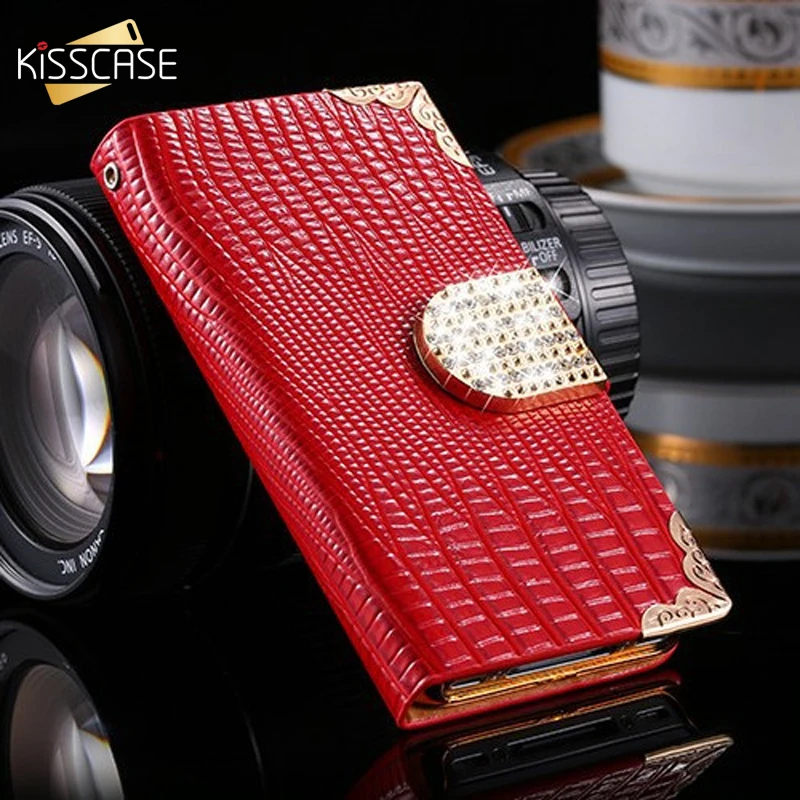 Чехол KISS, роскошные стразы, кожаный чехол для iPhone 8, 6 S, 6, 7 Plus, блестящий кошелек с бриллиантами, флип-чехол для iPhone 7, 8, X, 5S, 4S, 4, чехол