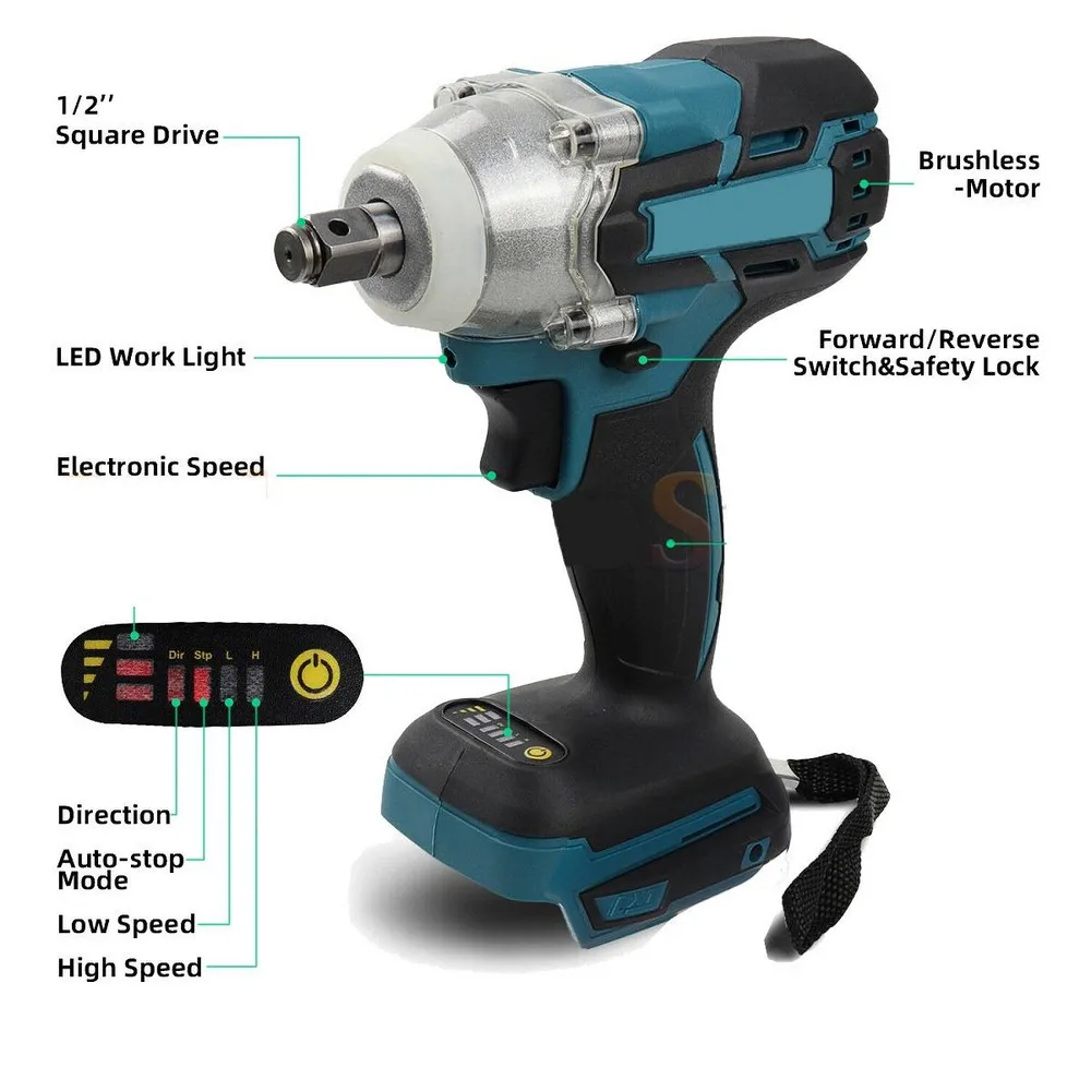 Электрический гайковерт Makita 18V 520Nm бесщеточный ударный для ручной дрели