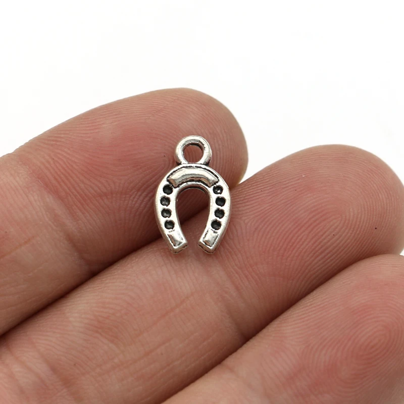 JAKONGO Tibetan Silver Plated Horseshoe Charm Pendants for Bracelet Jewelry Accessories Making DIY 14x9mm 20pcs | Украшения и