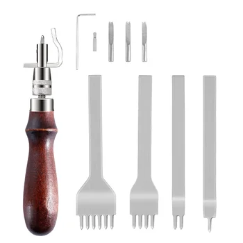 

LMDZ Leather Grover Tool Prong Lacing Stitching Chisel Set Adjustable Stitching Grover Creasing Edge Beveler Leather craft Sets