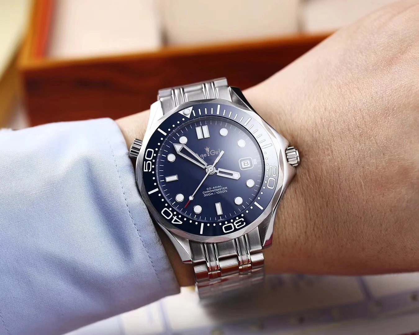 

Luxury Brand New Men Automatic Mechanical Watch Blue Black James Bond 007 Ceramic Bezel Crystal Sapphire Sport Fashion AAA+