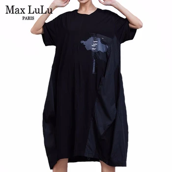

Max LuLu 2020 New European Fashion Style Summer Ladies Loose Vestidos Women Vintage Printed Dress Cotton Sexy Oversized Dresses