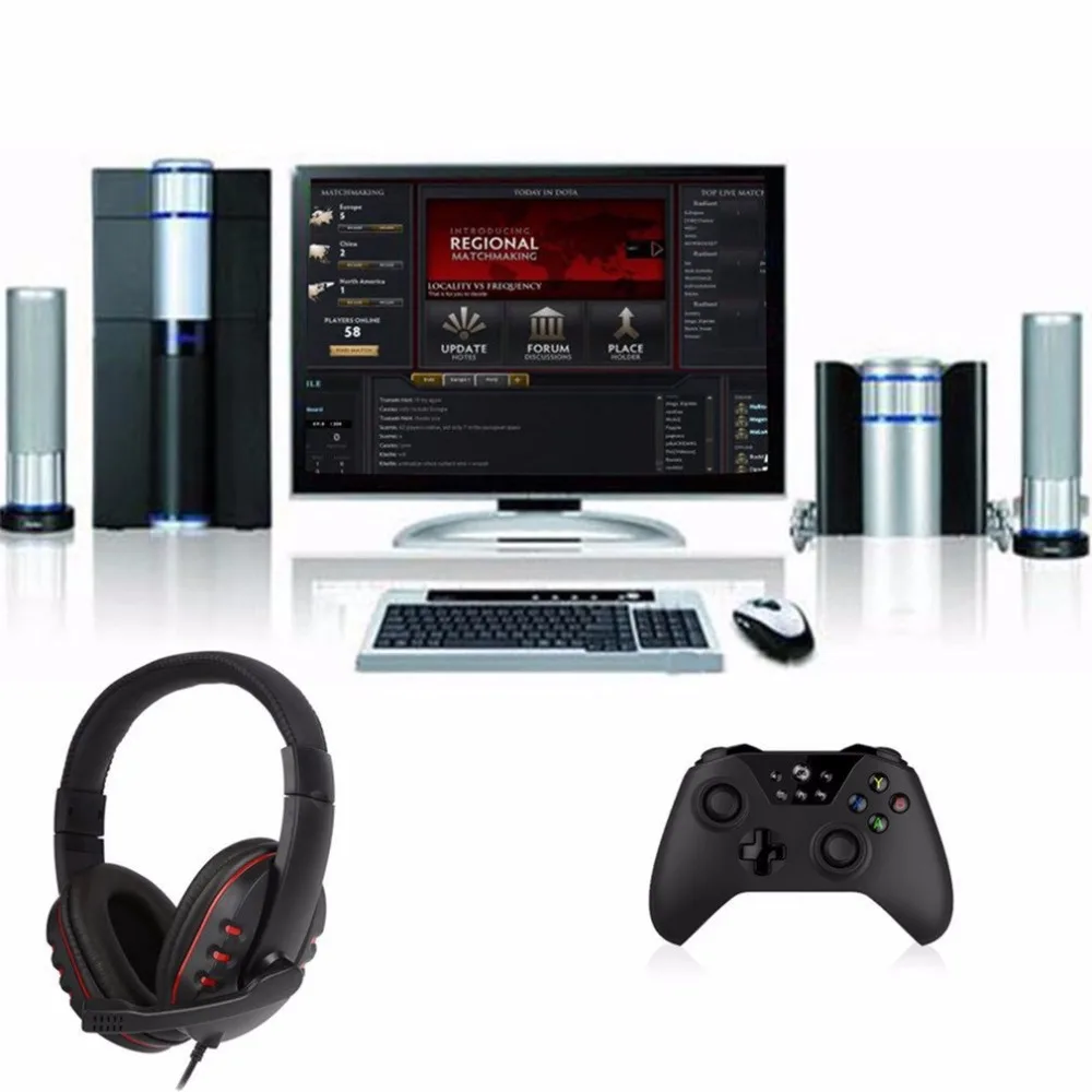 Регулируемый USB 2 м проводные стерео бас наушники гарнитура регулятор громкости кожа с микрофоном для PS3/PS4