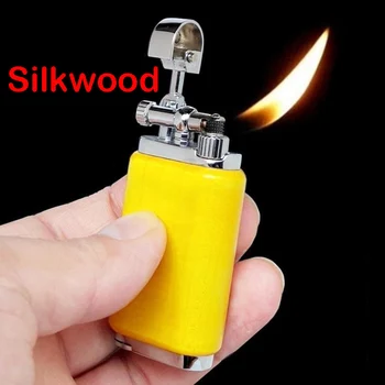 

pure copper shell lighter with Tobacco Pipe Tamper.side fire inflate butane gas silkwood.Sandalwood cigar men's smoking gift