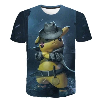 

3D Movie Detective Pokemon Pikachu Tshirt For Kids Boys Girls Children T-shirt Summer Casual Anime Cartoon Tees funny pokémon