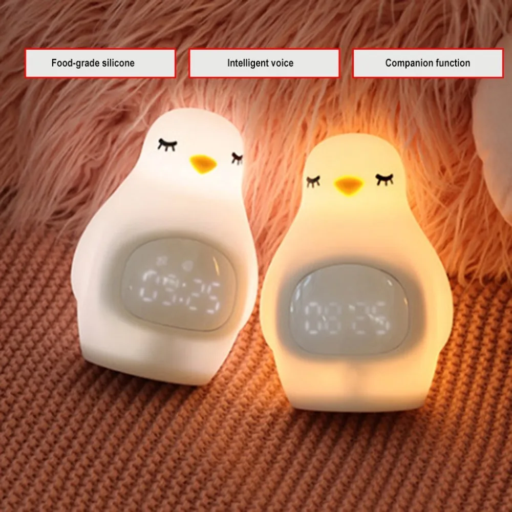 Пингвин Будильник Зарядка через usb Led светящийся персональный голосовой контроль ленивый сонный студенческий таймер детские цифровые часы
