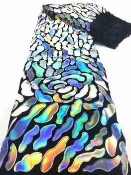 

Latest fashion 3D sequin French Mesh Milk Silk Lace Fabric Sequins Nigerian Tulle Lace Fabric 5yards FD813