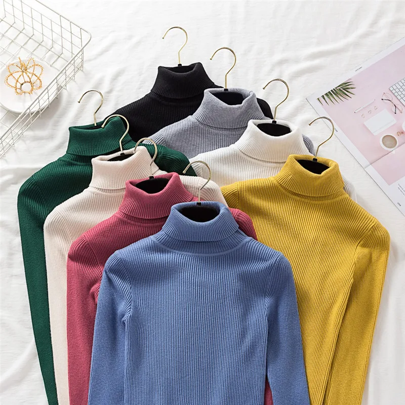 Winter Sweater Women 2018 korean Pullovers Thick autumn turtleneck Black Knitted Femme Pull High Elastici Soft Pullover | Женская одежда