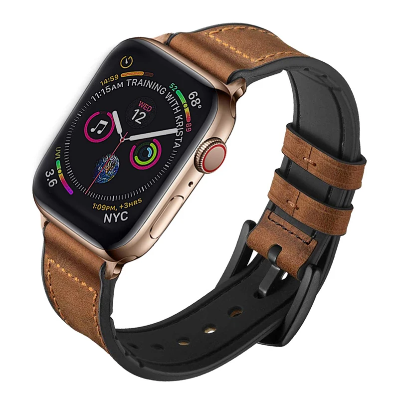 Винтаж кожаный чехол и силиконовый ремешок для apple watch band 44 мм 40 мм, 42 мм, 38 мм, версия наручных часов iwatch, ремешок apple watch 5/4/3/2/1 браслет аксессуары